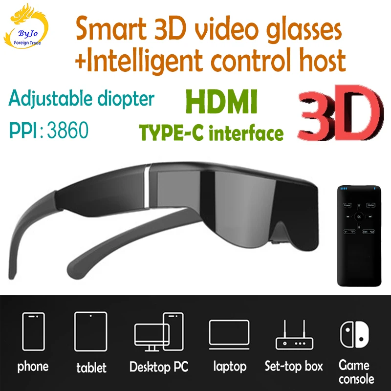 US $714.24 E633 3D Video Smart Glasses Stereo HeadMounted Display Drone Mobile Phone Computer NonPanoramic VR Gaming Glasses HDMI TYPEC