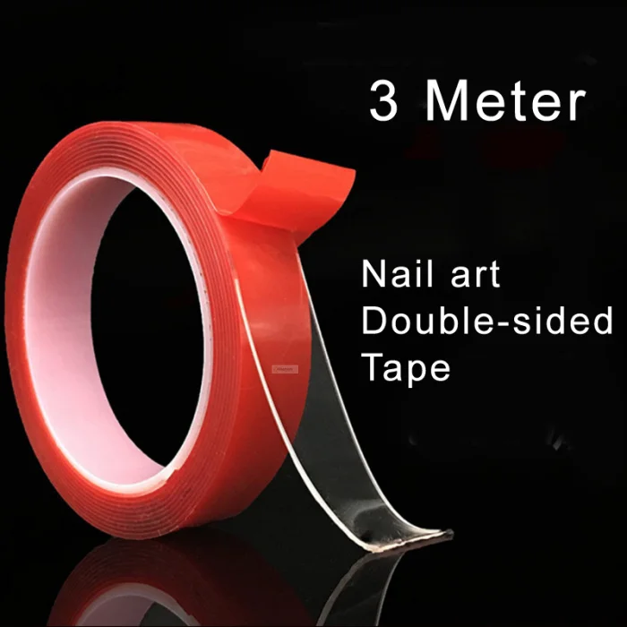 2pcs nail art double side tape long 3 meter Adhesive Tape Fake Nail sticker tips display Manicure tools | Красота и здоровье