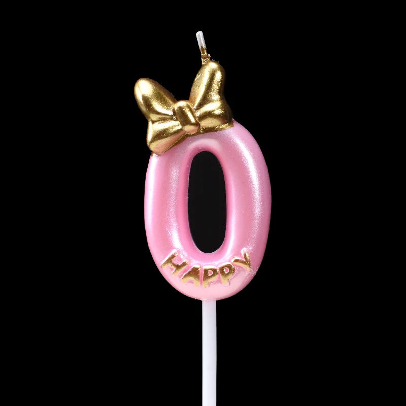 Cakelove, 1 шт., 0-9, свечи для торта, товары для дня рождения, украшения для торта, украшения для торта на годовщину, цифры торта, вечерние свечи - Цвет: Pink 0
