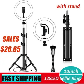 

10 inch 128LED Selfie Ring Light Dimmable Camera Phone Lamp w/Stand Tripod Support Dropshipping