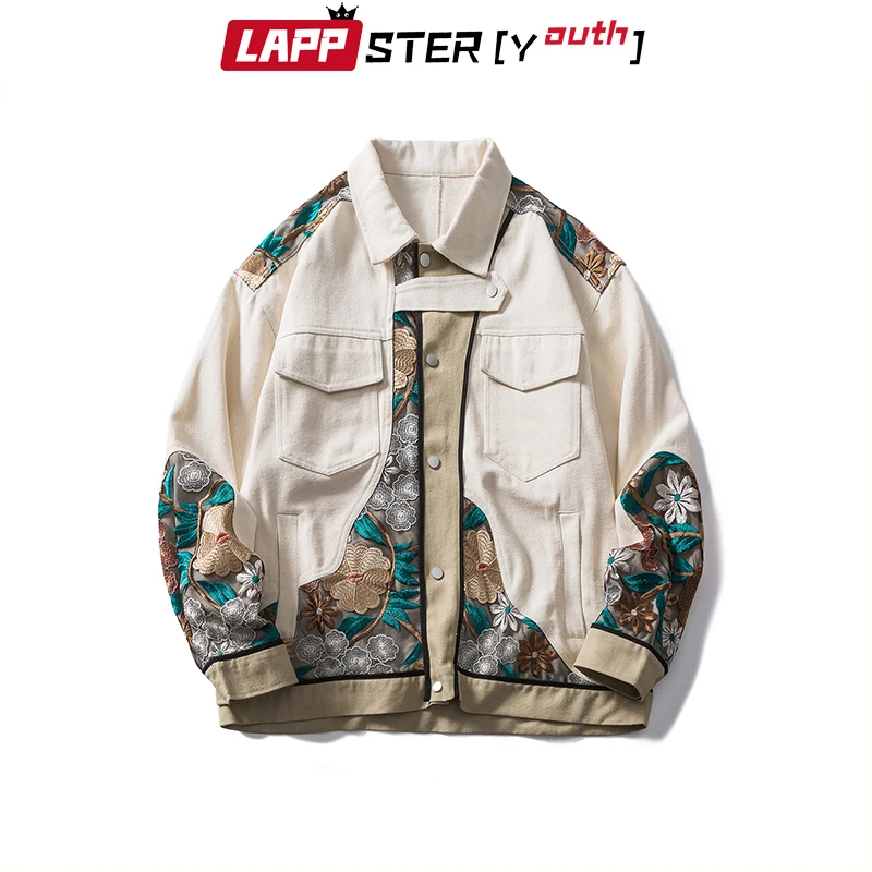 

LAPPSTER-Youth Men Patchwork Harajuku Kawaii Jackets 2023 Mens Vintage Causal Streetwear Jackets Male Japanese Loose Y2k Jackets
