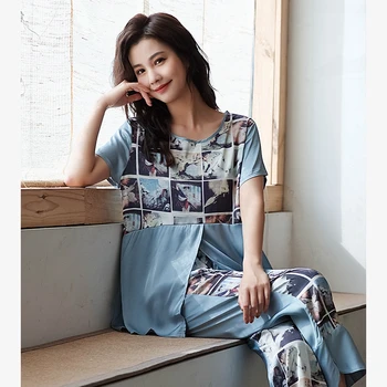 

Pajama Set Pijamas Pyjamas Loungewear Pjs Women Pajama Silk Pajamas Satin Sleepwear Home Clothes Pijama Mujer Pj Sets 2020