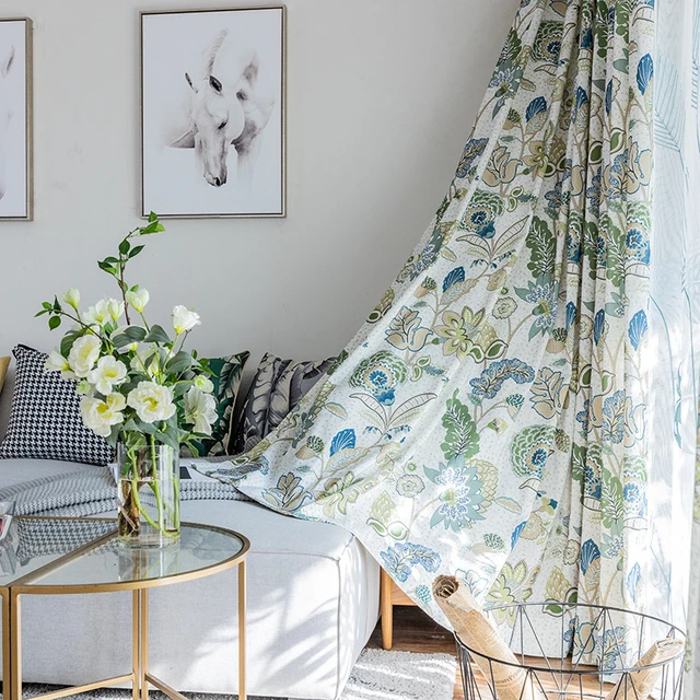 Cortinas Estampadas De Hojas De Colores Para Sala De Estar