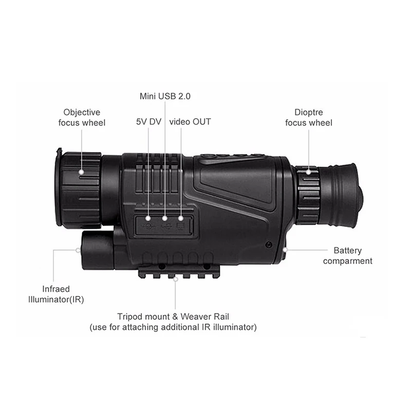 5X40 Digital Infrared Night-Vision Goggle Scope For Hunting Telescope Long Range With Camera Shoot Photo Recording Video(Us Plug