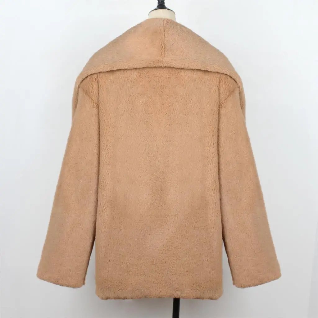 Длинное пальто из искусственного меха с карманами, флисовое пальто Veste Femme, плюшевая Женская куртка, осенне-зимнее пальто для женщин, mujer Chaqueta Mujer