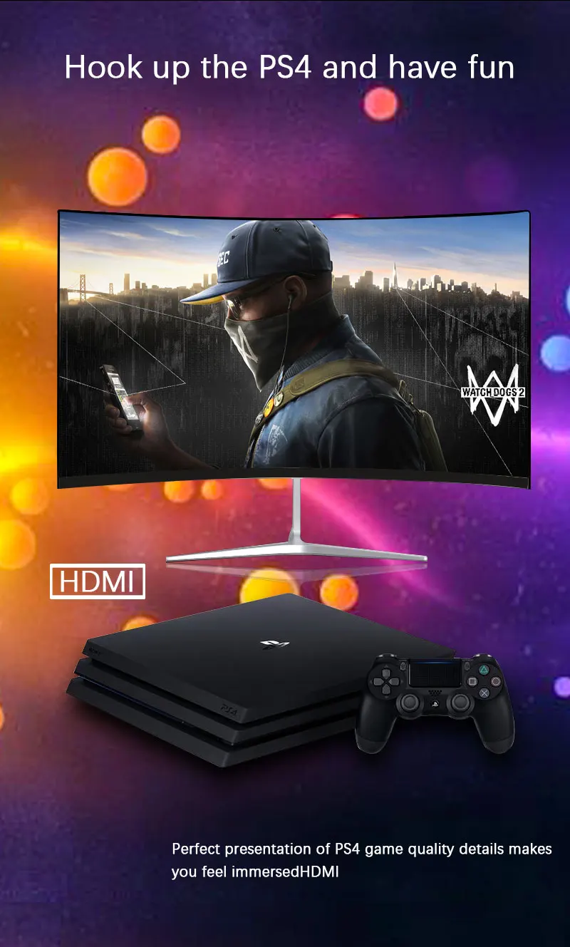 KSOPUERT 24 inch1920x1080 FHD Hdmi HDR изогнутый TFT ЖК-монитор игры соревнования Led компьютерный Дисплей HDMI/VGA 75 Гц