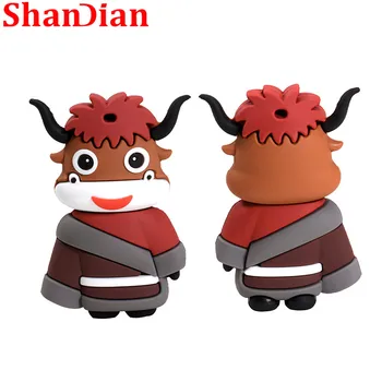 

SHANDIAN cartoon USB2.0 flash drive cattle pen drive U disk 4GB 8GB 16GB 32GB 64GB 128GB Halloween gift free shipping