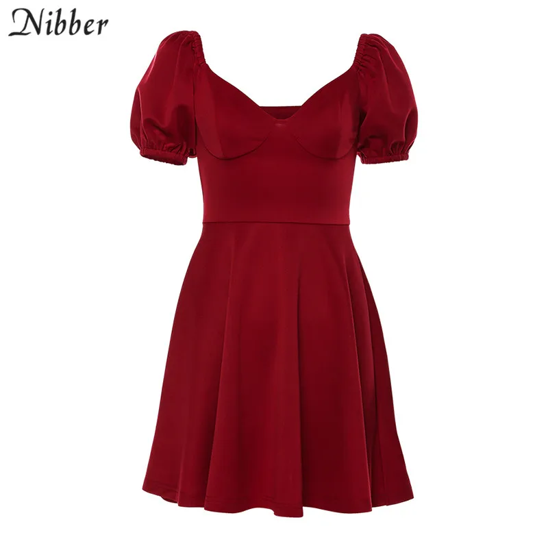 Nibber/осеннее, Ретро стиль, для досуга, элегантное, чистое, плиссированное, мини платье для женщин,, уличное, повседневное, тонкое, v-образный вырез, для клуба, вечерние, ночное, красное платье, mujer - Цвет: Бургундия