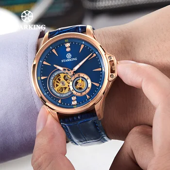 

STARKING Retro Blue Mens Watches Top Brand Luxury Fashion Male Wristwatch Sapphir Dial Mechanical Watch Relogio Masculino 2020