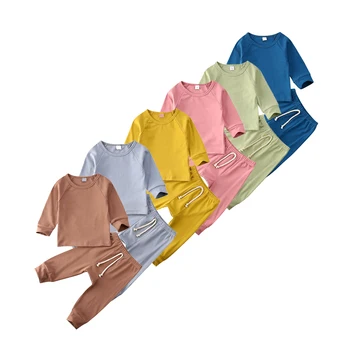 

6 Colors Baby Clothing Set Cotton Unisex Newborn Infant Baby Boy Girl Clothes T-shirt Top+pants Kids Outfits Set 0-24 Months