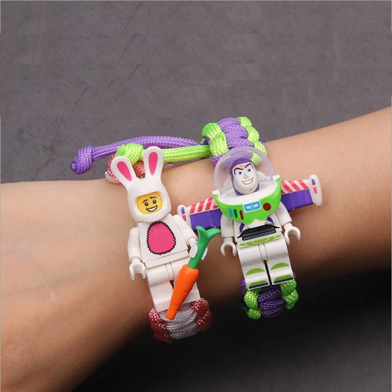 

Creativity Woody Buzz Lightyear batman building block Hand Woven bracelet cartoon character accessories Festival gifts for kids