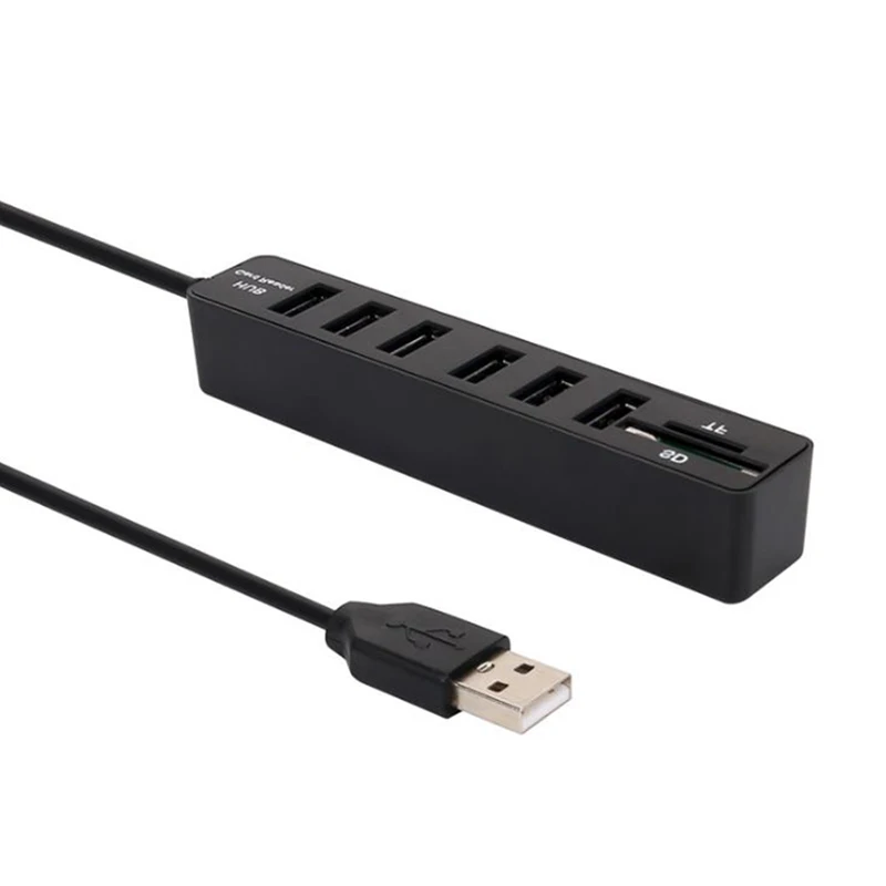 Powstro 6 портов USB концентратор 2,0 высокоскоростной разветвитель TF SD Кардридер Все в одном для ПК Компьютерные аксессуары USB 2,0 концентратор USB