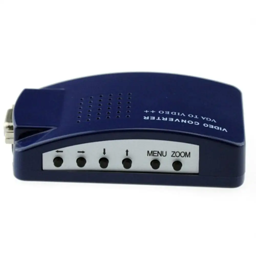 Plug& Play портативный размер VGA на коммутатор с разъемами тюльпан коробка от ПК к ТВ AV монитор Композитный S видео конвертер адаптер