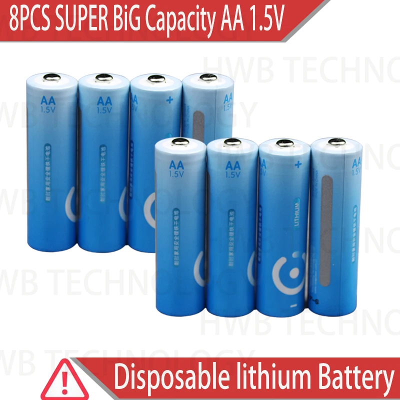 8pack Brand New SUPER Big Capacity AA 1.5V lithium iron batteries.High power Long shelf life digital Camera, radio ba