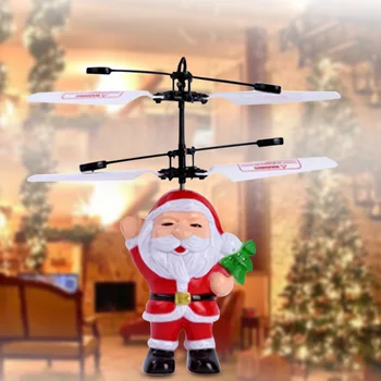 

Christmas Santa Toy Flying Santa Claus Aircraft Toy Sensor Helicopter Induction Toys Glowing BM88