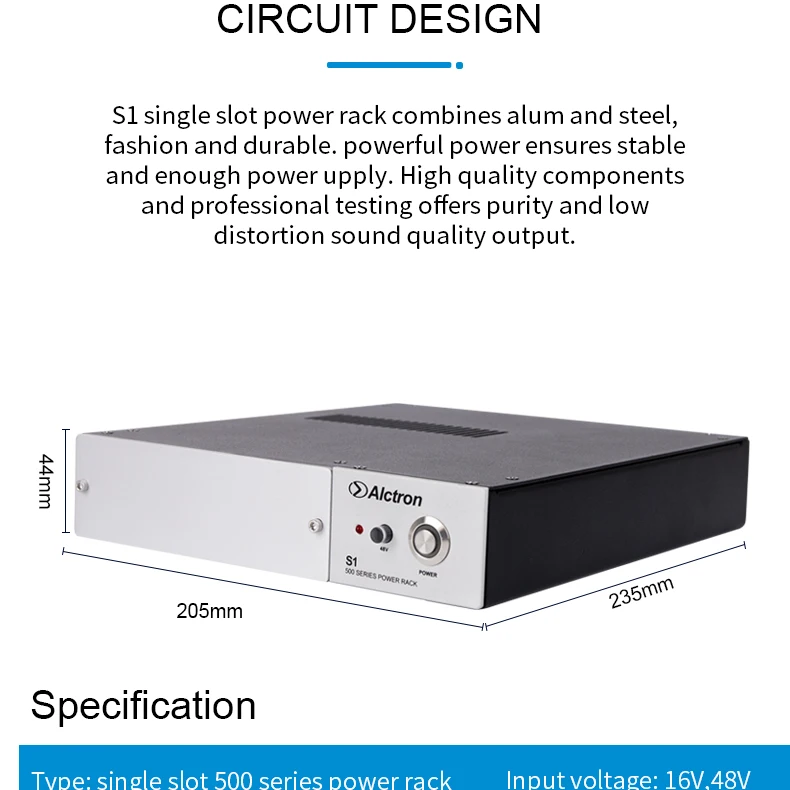 ALCTRON S1 500 серия Одиночная стойка для слотов питания одноканальный блок питания ed для студии звукозаписи сцены