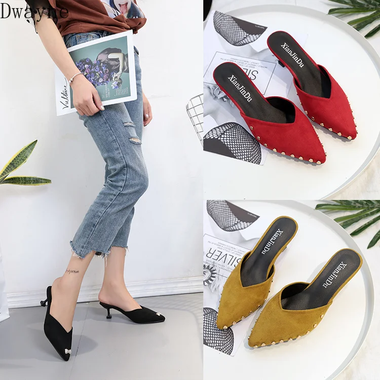 

New shallow mouth high heels temperament fashion wild stiletto low heel pointed non-slip shoes comfortable shoes