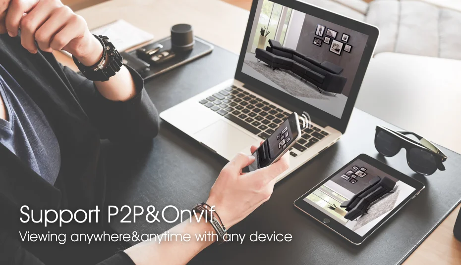 Supports p2p and onvif viewing anywhere anytime and on any device