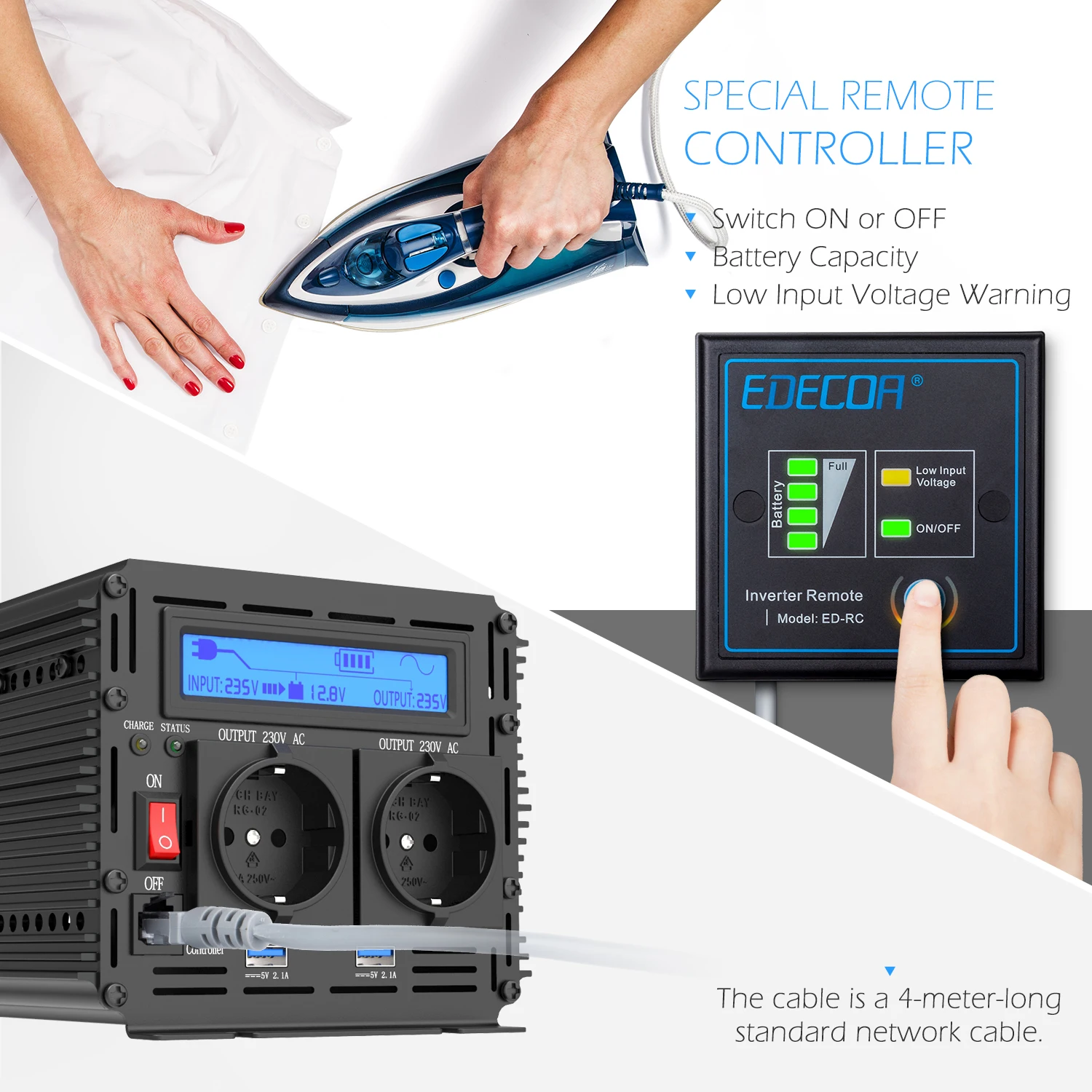 Description Picture 5 of itemUPS&charger inverter 2500W DC 12V to AC 220V 230V converter pure sine wave transformer 2.5KW for home car solar system