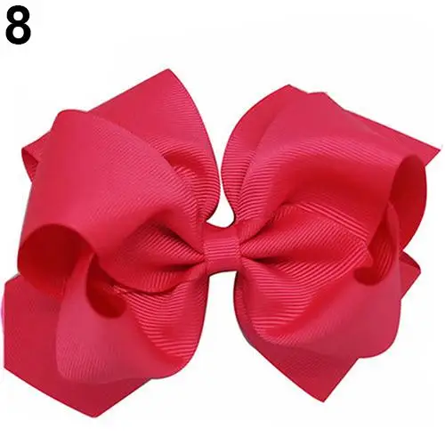 8 Shocking Pink 1 шт., большой двухслойный бант для волос для девочек, бант для волос, корсажная лента, заколка для волос - Цвет: 8 Shocking Pink