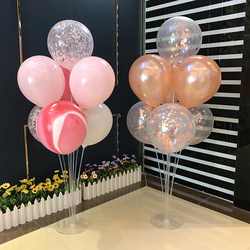 RUBFAC Soportes para globos para mesa, 20 juegos de soporte transparente  para globos de mesa con base, centro de mesa reutilizable para cumpleaños