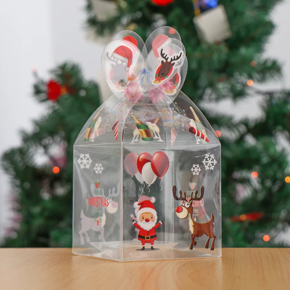 Прозрачная коробка для конфет Рождественское украшение Подарочная коробка и упаковка Санта-Клаус Снеговик Олень Конфеты Яблоко коробки