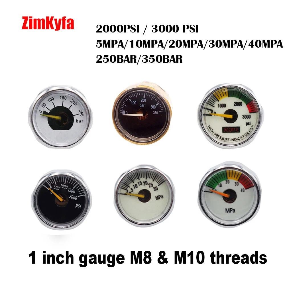 Air-Pressure-Gauge Manometer Pcp Paintball Mini Threads Micro 2000psi/3000psi M8/M10
