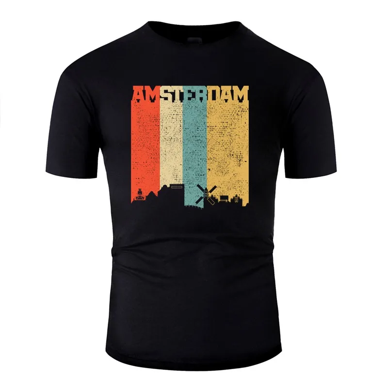 Customize Amsterdam Vintage Tshirt For Men Cotton Women T-Shirts Round Neck Gents