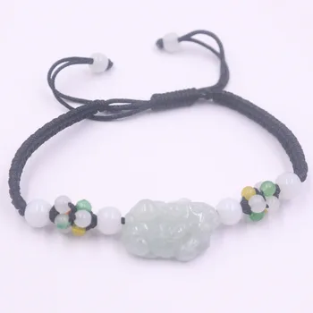 

Real Natural Jade Jadeite Bracelet Lucky Pixiu Dragon Soon For Women And Men Baby Weave Lucky Bracelet 6.3''L