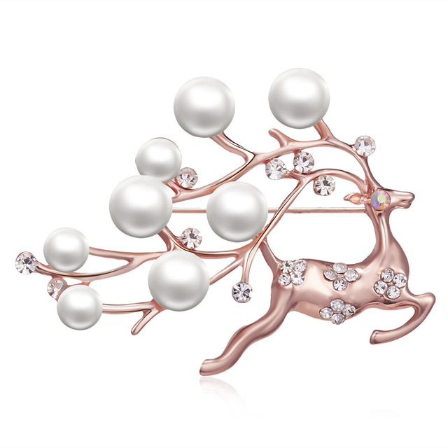 Rhinestone Christmas Deer Reindeer Snowflake Lady Brooch For Women Pins Elk Suit Coat Sweater Scarf Jewelry Corsage Gifts