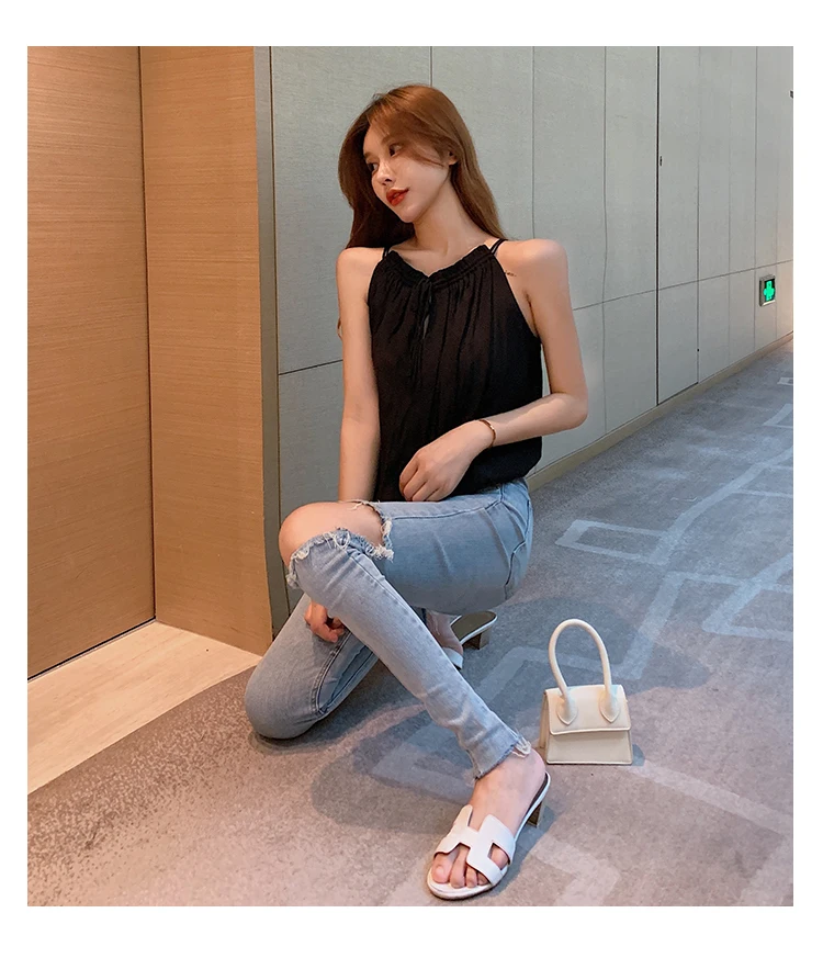 Size S-2XL Women Halter Neck Loose Soft Camis Tops Female Off-shoulder Sexy Laced Casual Solid Tees Tanks Tops Camisole Woman