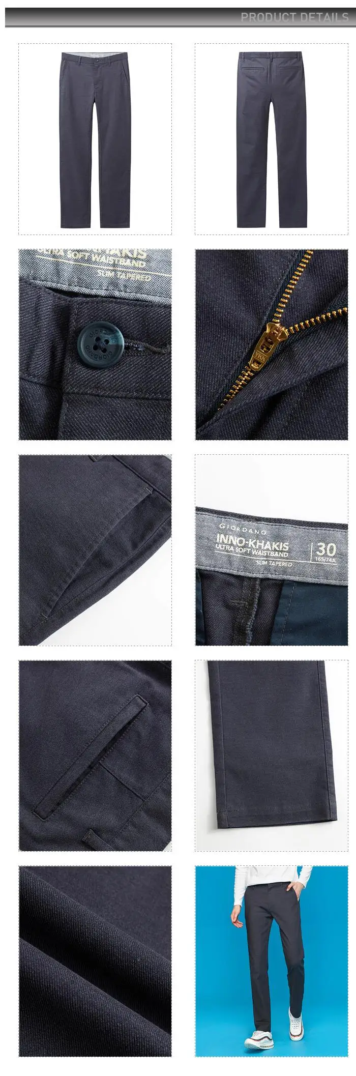 Giordano мужские повседневные брюки мужские эластичные гладкие ткани Pantalones Hombre Slim Fit Брюки с карманами средней посадки 01119076