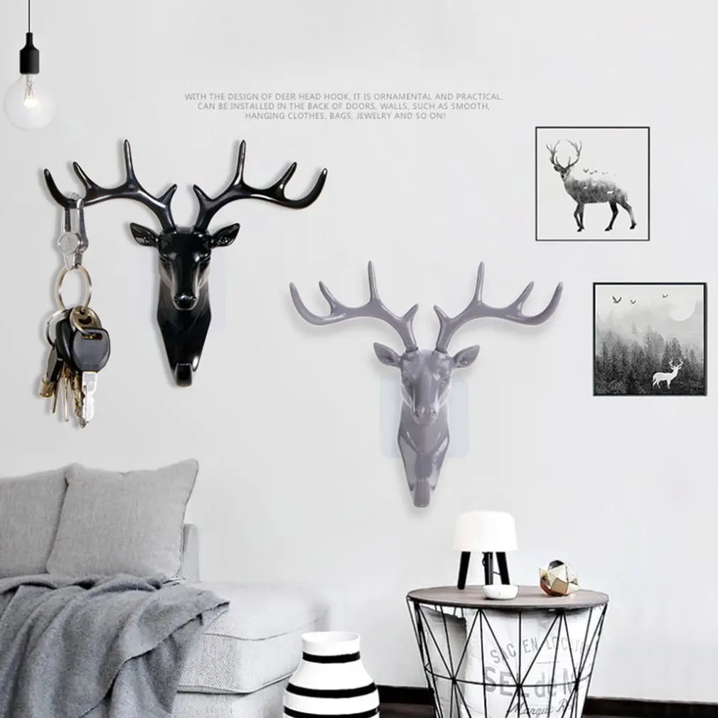 Deer Head Animal Self Adhesive Clothing Display Racks Hook Coat Hanger Cap Room Decor Show Wall 1 Deer Head Animal Self Adhesive Clothing Display Racks Hook Coat Hanger Cap Room Decor Show Wall 4