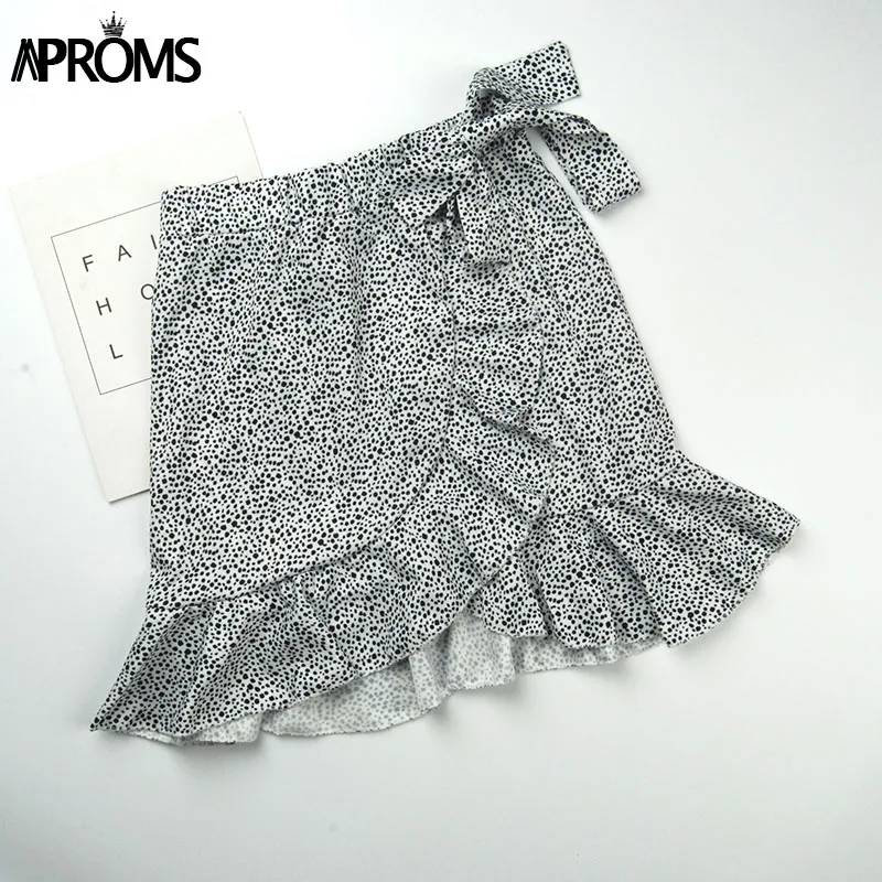 Aproms короткая мини-юбка с принтом в горошек, женская летняя юбка с высокой талией и рюшами, женская уличная юбка с узкими Низами, Saias