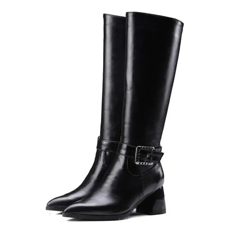 

Knee High Boots Short Plush Women Riding Equestrian Pointed Toe Heel Ankle Brown Shoes Woman Winter Long Size 10 High Size 42