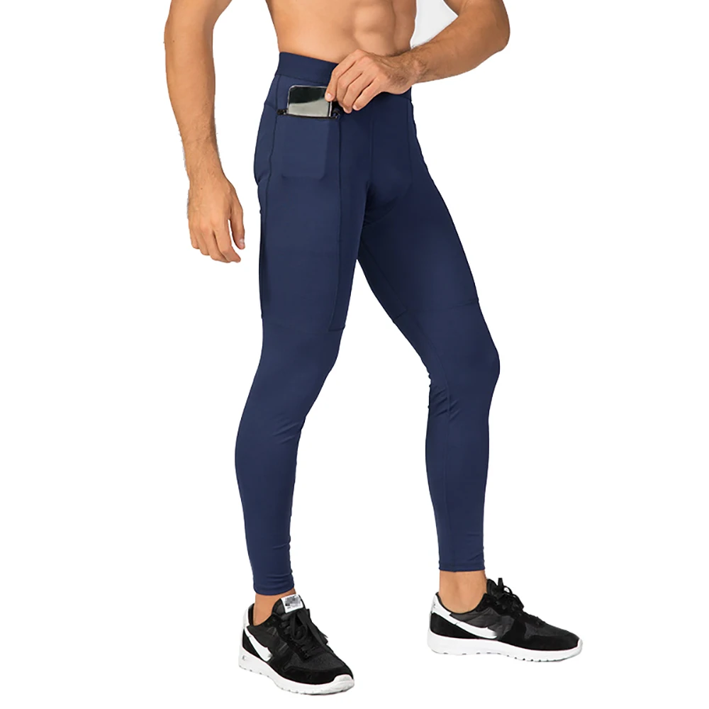 Men Running Tights With Zipper Pocket Sport Leggings Compression