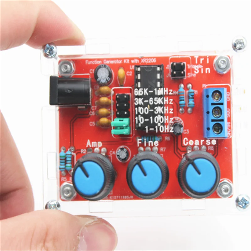 DC 9-12V XR2206 Function Signal Generator DIY Kit Sine/Triangle/Square Output 1Hz -1MHz Signal Generator  Adjustable module 6