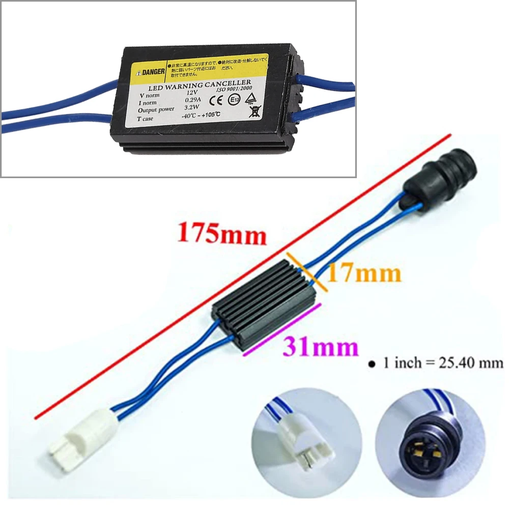 YCCPAUTO 2Pcs T10 Canbus Cable 192 168 501 W5W LED Decoder Warning