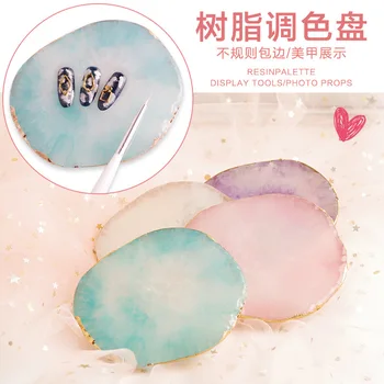 

Manicure Implement Agate Slices Coloured Drawing Resin Palette Finished Product Display Board Phnom Penh Spar Color Palette Phot