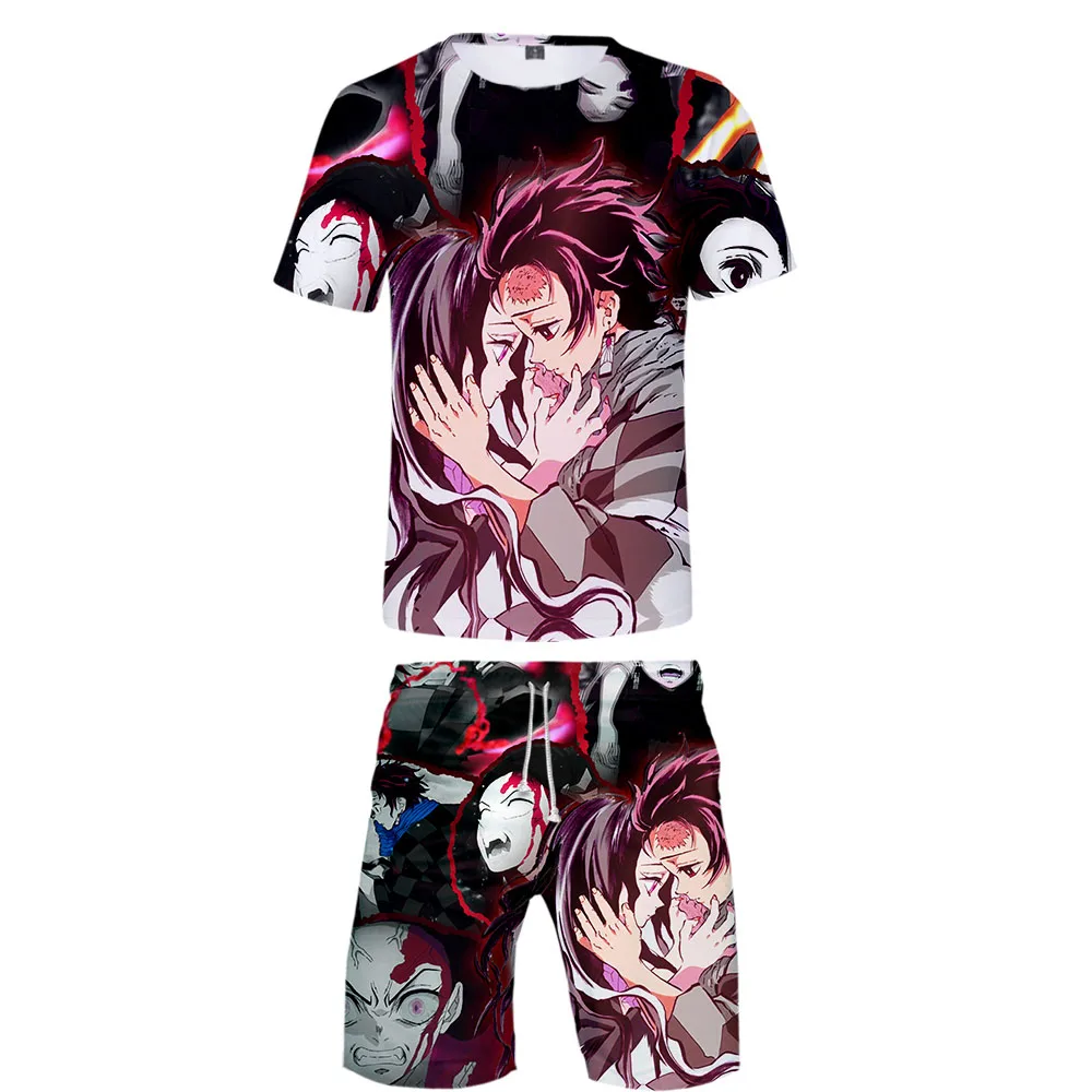 Demon Slayer: Kimetsu no Yaiba, мужская спортивная одежда, стильный дизайн, мужской комплект из двух предметов, удобный и повседневный мотор для бега