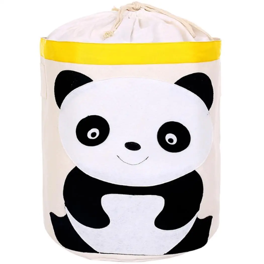 panda Детская сумка для хранения игрушек из хлопка и льна, пыленепроницаемое ведро для хранения в виде рисунка для дома - Цвет: panda