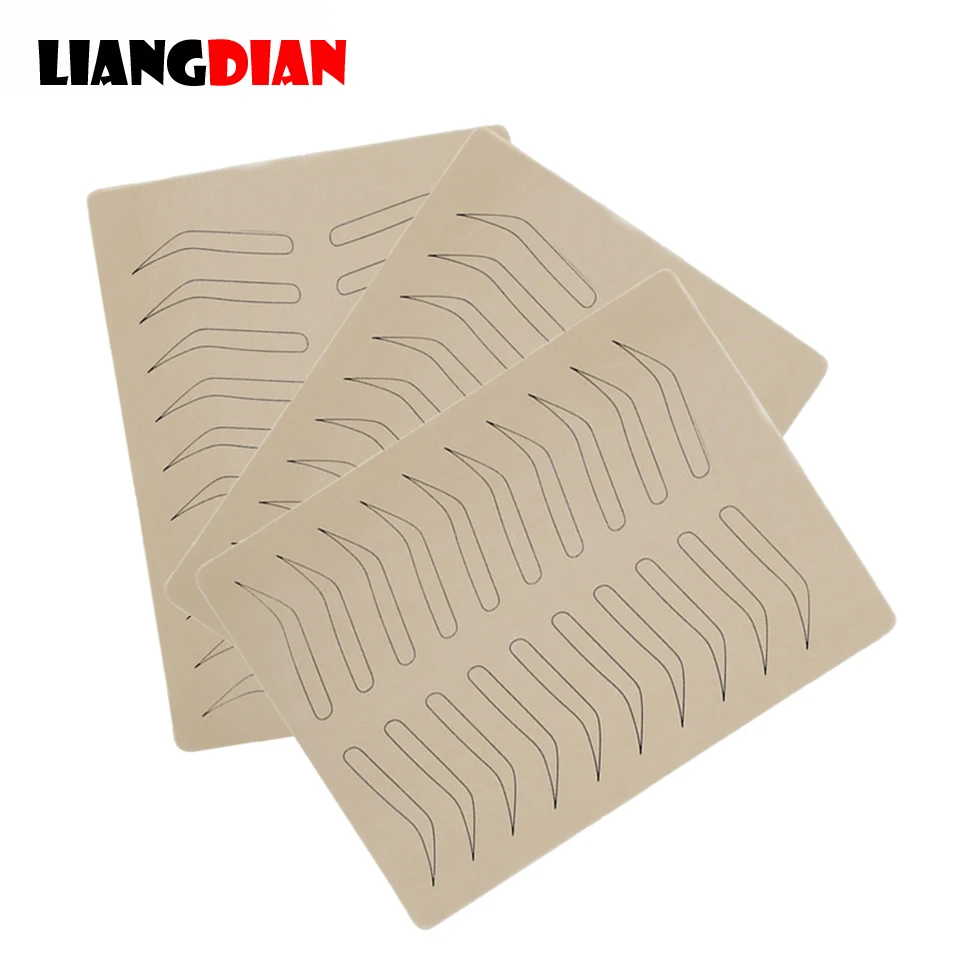 10PCS Rubber Practice Skin Fake False Eyebrows Pigment Free For Microblading Permanent Makeup Tattoo Training Learning Beginners