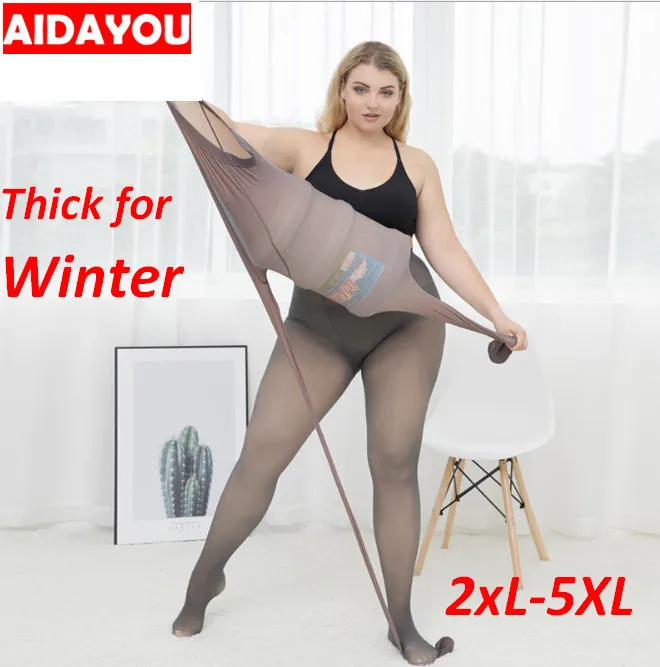 

Womens Plus Size Tights Fleece Lined Pantyhose Autumn Winter Super Elastic Magical Stretchy Seamless 5XL Large Leggings ouc572