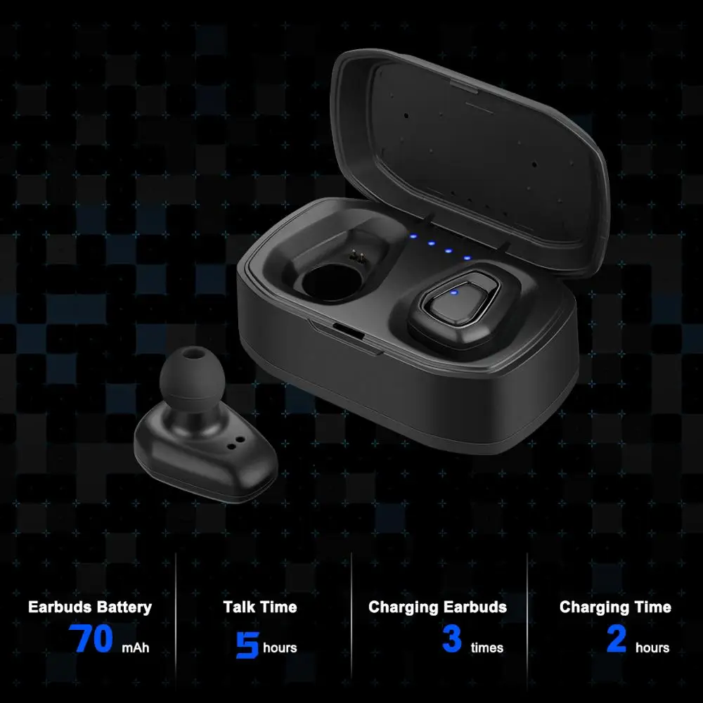 

A7 wireless bluetooth headset TWS to ear 5.0 stereo sports bluetooth with charging compartment and high battery life