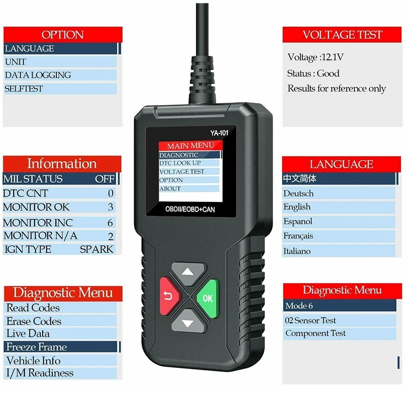 YA101 OBD2/EOBD считыватель кодов USB бесплатное обновление Авто OBD2 сканер инструмент Поддержка Графика Datastream PK Cr319 AD310 Elm327 CR300 | Автомобили и мотоциклы | АлиЭкспресс