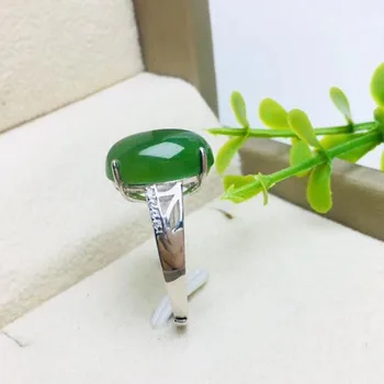 

Natural Green Hetian Jade 925 Silver Ring Chinese Jadeite Amulet Fashion Charm Jewelry Hand Carved Crafts Gifts for Women Men