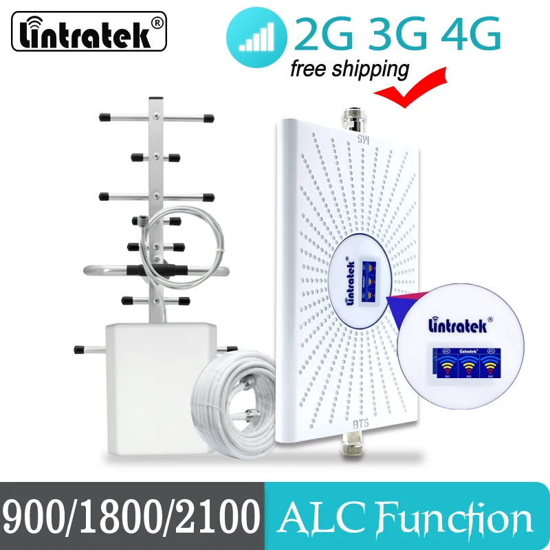 Усилитель сигнала 75 дБ 4G LTE GSM 2G 3G UMTS репитер 900 1800 2100 МГц трехполосный B1 + 3 8