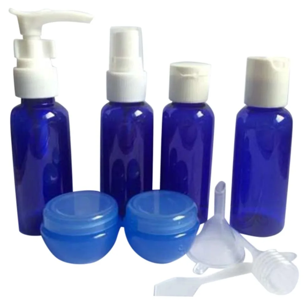 9pcs Refillable Bottles Kit Plastic Jar Travel Size Liquid Foundation Lotion Bottle Set  (11)