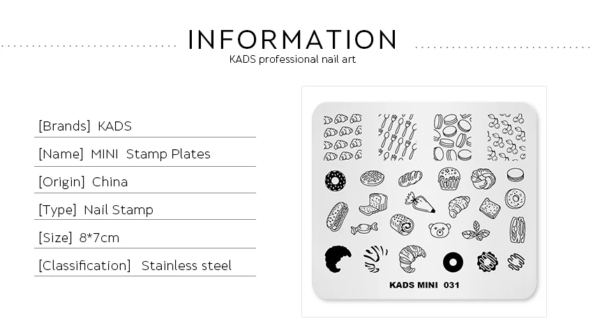 KADS пластины для стемпинга ногтей 33 дизайна, серия MIN, накладные изображения, шаблонные штампы, сделай сам, маникюрный штамп, трафарет для дизайна ногтей