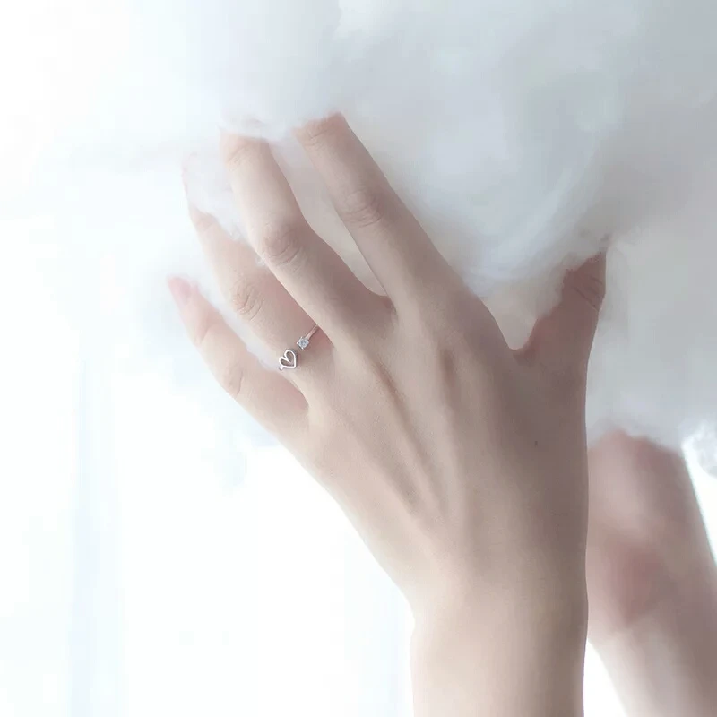 925 пробы серебряный цвет ювелирные изделия полые сердца с CZ открытие кольцо